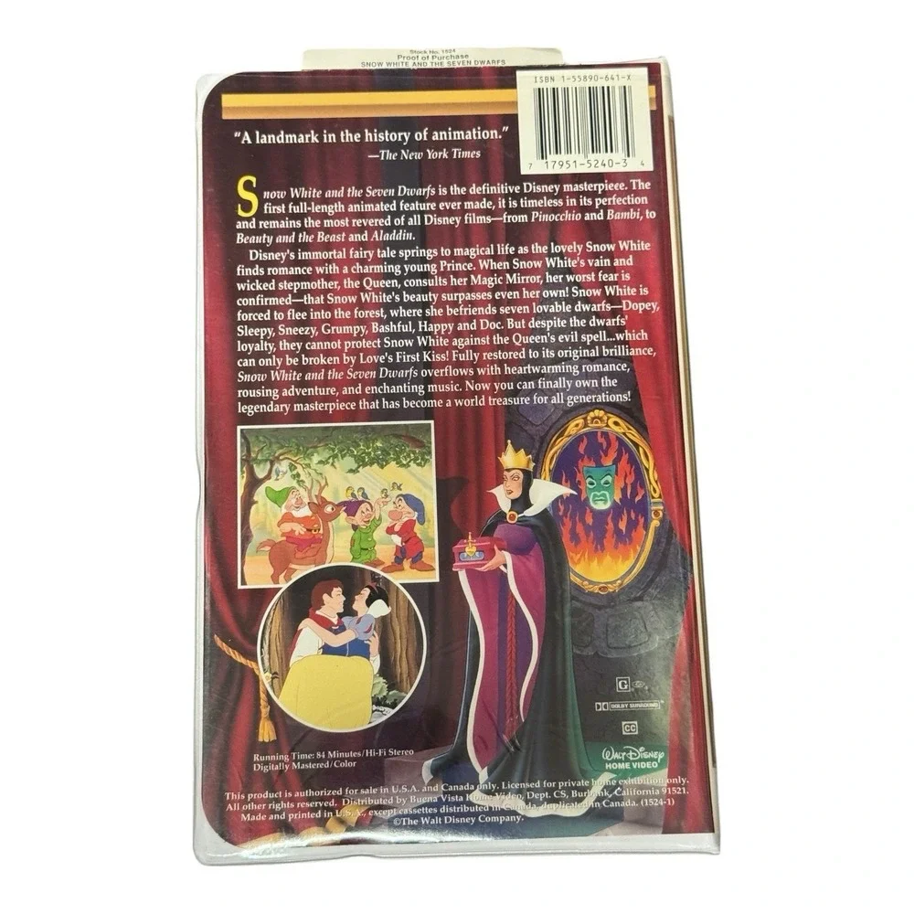 Walt Disneys‎ Masterpiece Snow White and the Seven Dwarfs Clamshell VHS